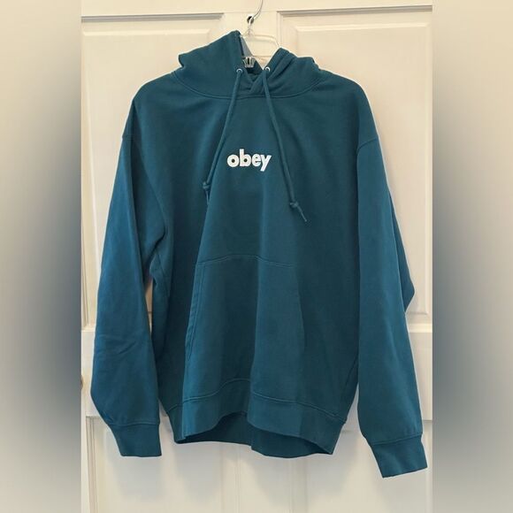 Obey Lowercase Hoodie in Blue Medium - Picture 2 of 8